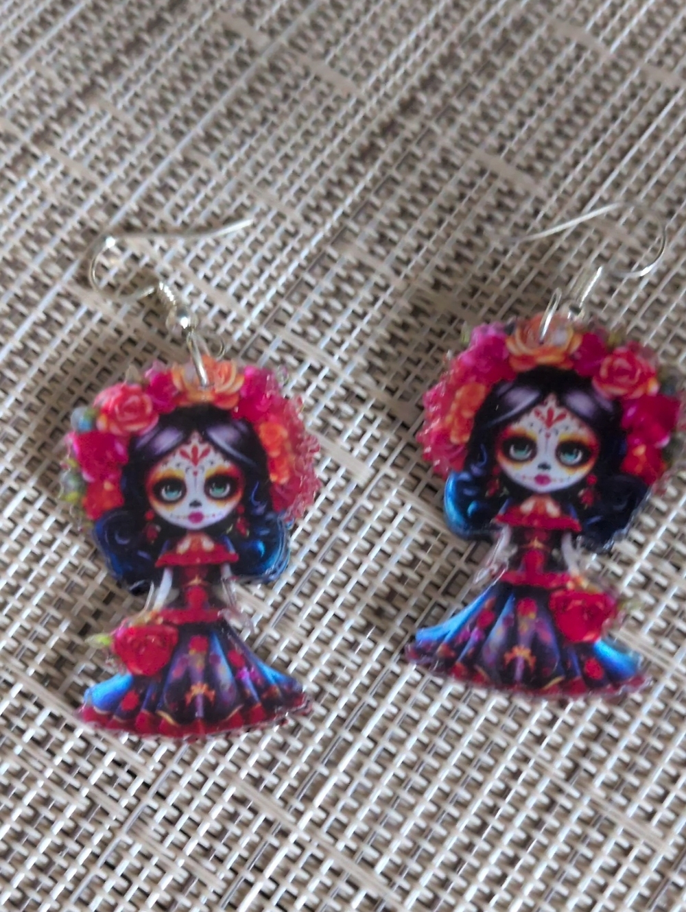 Cute Sugar Skull Doll Drop Earrings - Multiple Colors
